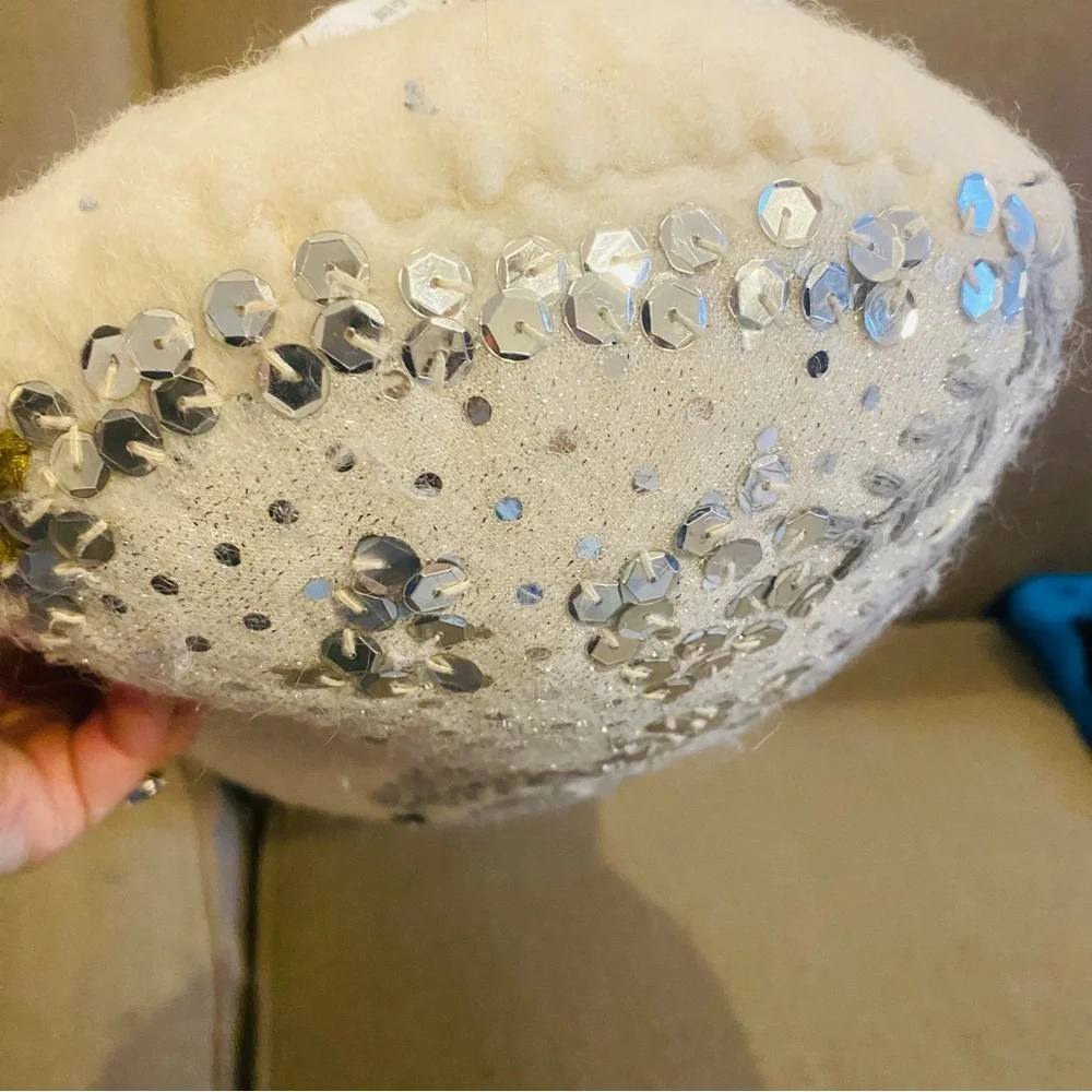 WEST ELM 100% Wool Embroidered and Sequin Cay Pillow Figure